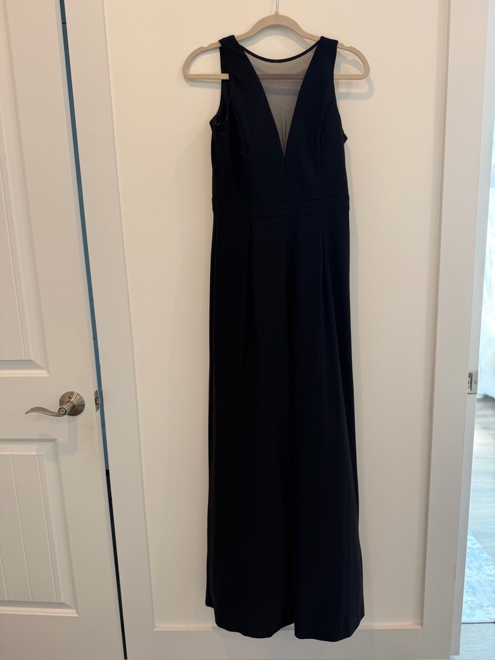 Night Way Collections Black Sleeveless V-Neck jumpsuit with Mesh Inset